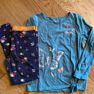 Girls set Carter’s Brand Pants size 8 and Shirt is a 7